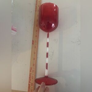 Glass Christmas Wine Glass with Beads in Stem